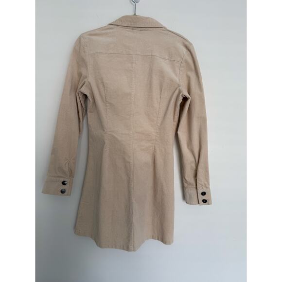Bardot Australian Made Corduroy Button Up Shirt Dress Cream Large Western Fall - Picture 6 of 12